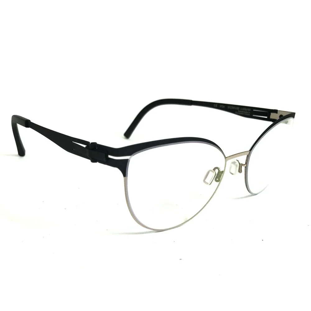 Ovvo Optics Eyeglasses Frames 3726 c63B/50 Black Silver Cat Eye 51-19-135
